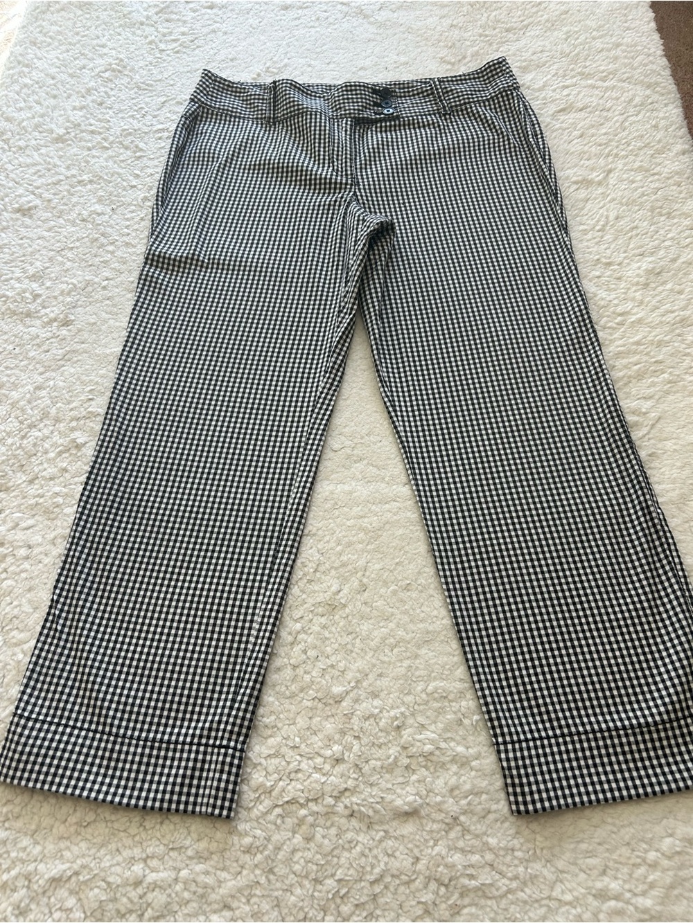 LOFT Black and White Gingham Chinos